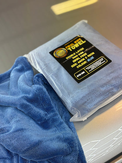 Premium Car Drying Towel – 1400 GSM Double Layer Microfiber Final Wipe Towel, Swirl-Free & Scratch-Free, Ultra Absorbent, 60×90 cm, Blue