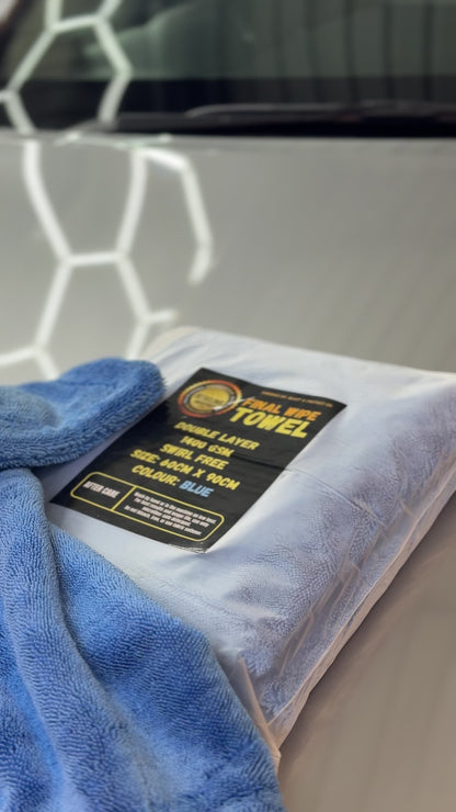 Premium Car Drying Towel – 1400 GSM Double Layer Microfiber Final Wipe Towel, Swirl-Free & Scratch-Free, Ultra Absorbent, 60×90 cm, Blue